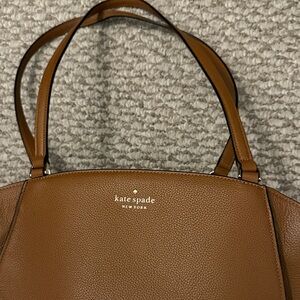 kate spade Brown Pebbled Leather Shoulder Bag with Gold Logo